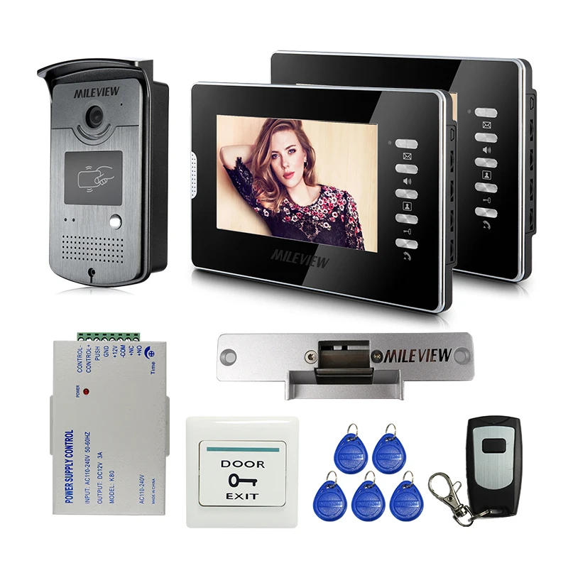 Оптовая продажа Новый 7 &quotцветной видеодомофон домофон дверной звонок Система 2