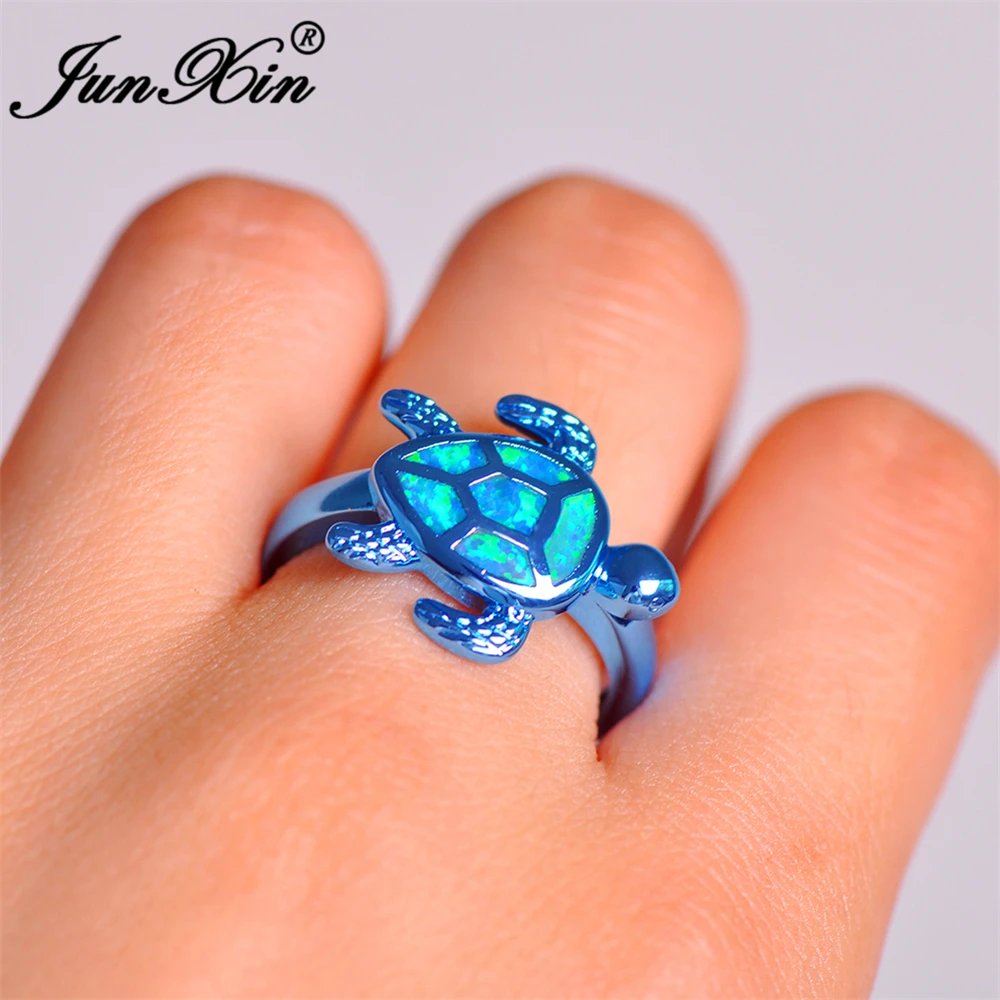 Женское кольцо JUNXIN модное винтажное Золотое с огненным опалом высокое качество|wedding rings for women|wedding ringsblue fire opal