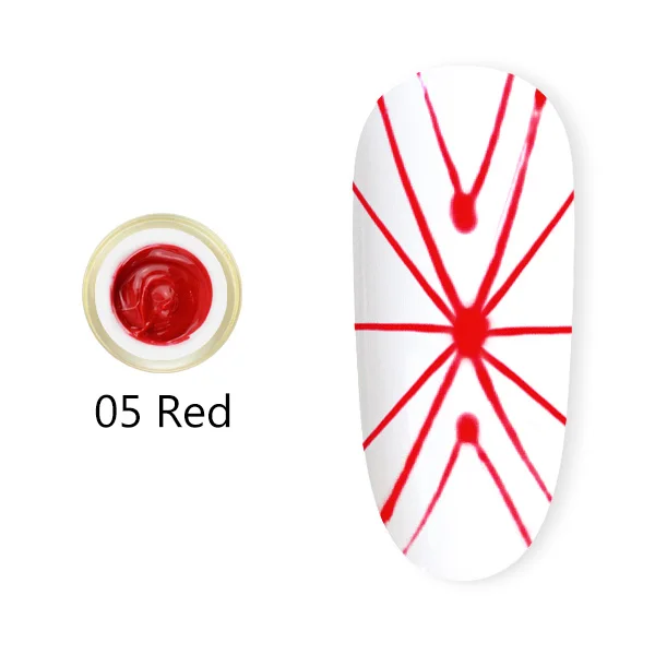 05 Red Color CANNI, 3D гель для рисования пауком, 6 цветов, маникюр, дизайн ногтей, салонный VENALISA, 8 мл, дизайн, эмалированная проволока, рисунок, УФ светодиодный Гель-лак - Цвет: 05 Red Color