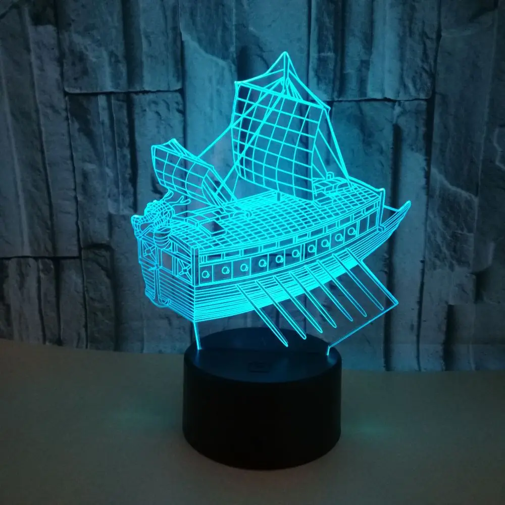 Новый парусный 3d светильник 7 цветов сенсорный Led стереозвук ночные настольные