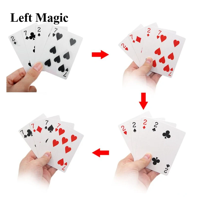 Cartas de 7 a 2 Transformer para trucos de magia, accesorios de magia de primer plano, magia de calle para pescar o jugar, tarjetas, accesorios de c&oacute;mics-0