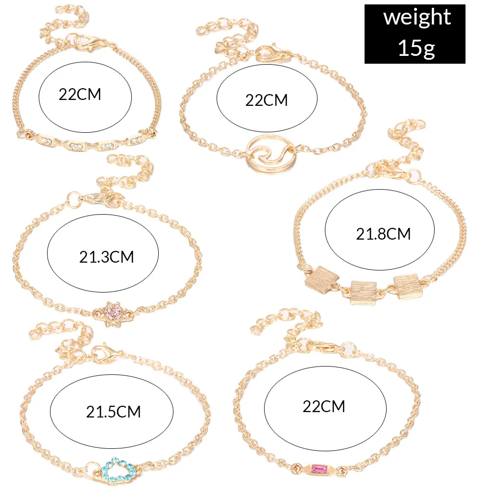 6 шт./партия Лаконичные Женские босоножки в форме браслеты волны сердца с