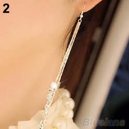 Женские серьги-подвески с цепочкой-подвеской из страз для коктейлей и вечеринок