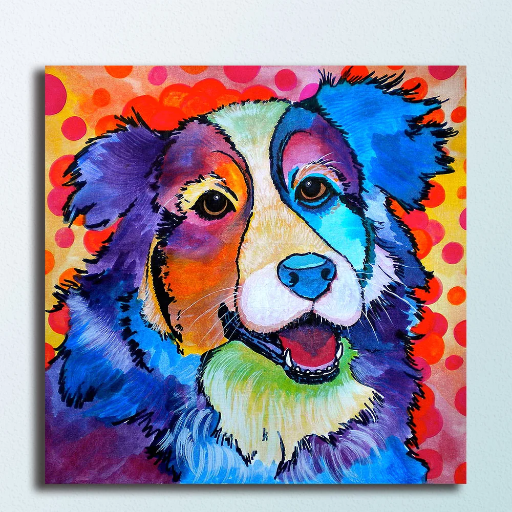 

Fashion Oil Painting pop Happy dog Decoration Paiting Home Decor On Canvas Modern Wall Art Canvas Print Poster Canvas Painting