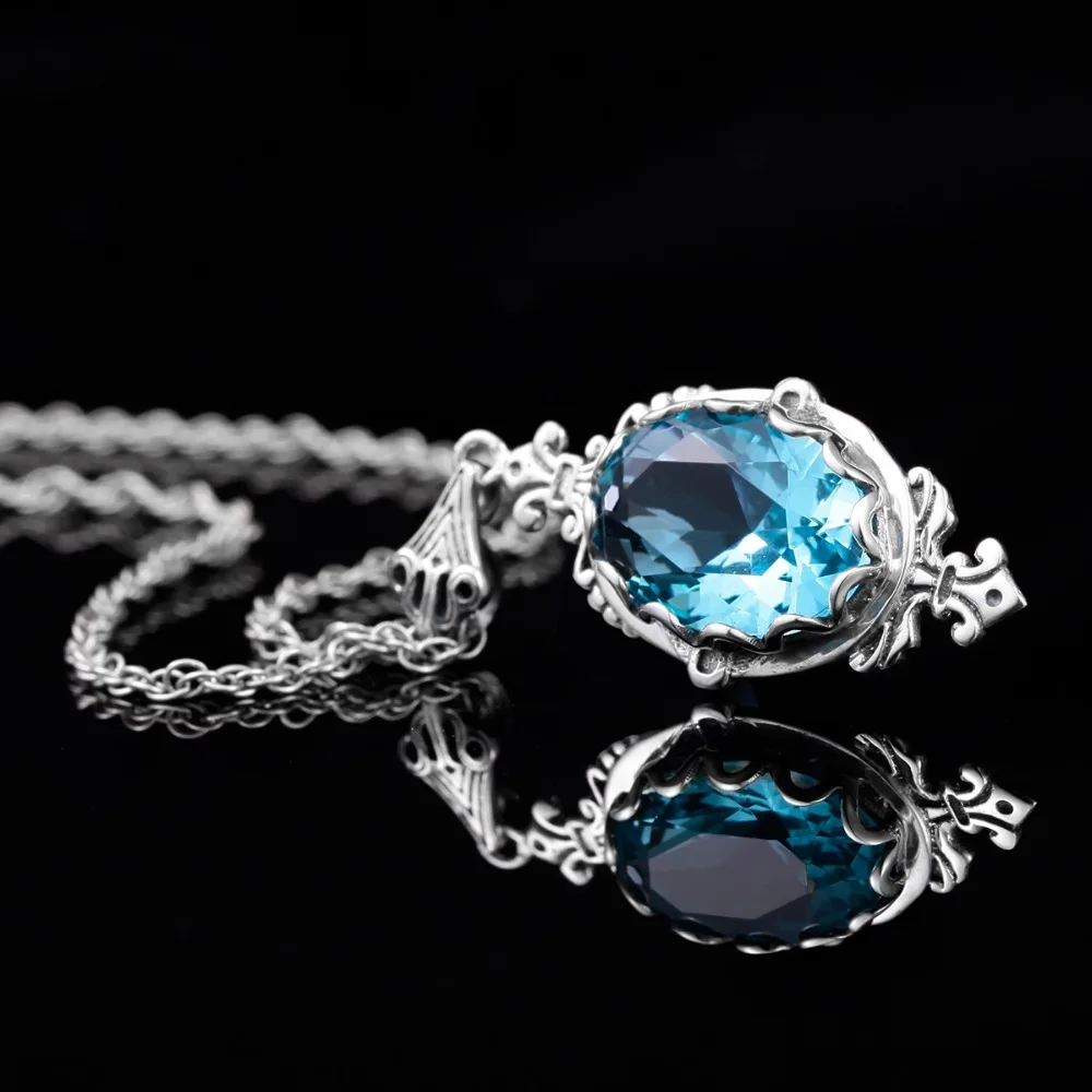 Комплект бижутерии из серебра 925 пробы с синими стразами|pendant jewelry sets|jewelry setsset blue |