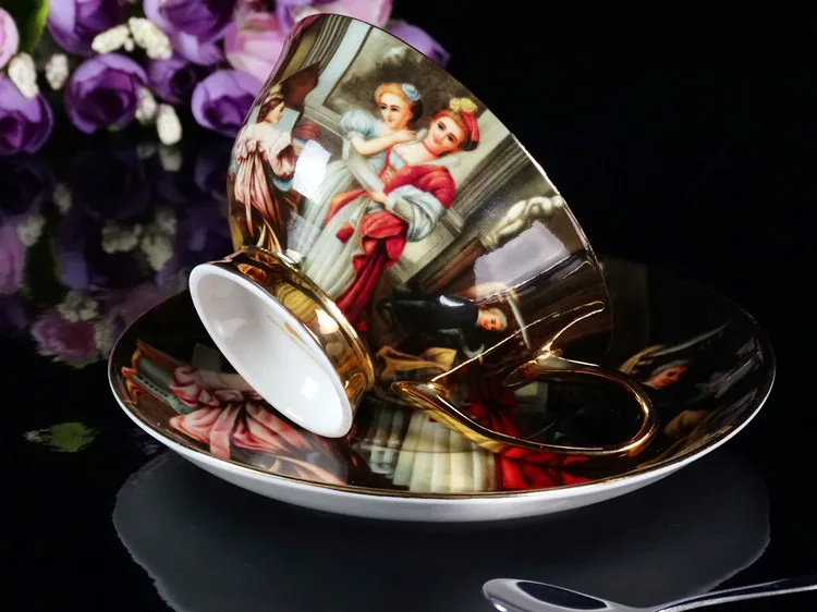 Retro Palace European bone china coffee cup saucer high-grade British ceramic cup afternoon tea mug saucer set Queen's Cup CL092