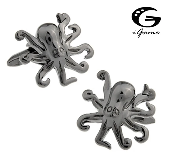 

iGame 3 Colors Option Golden Gunblack Men's Fashion Cufflinks Brass Material Octopus Design Cuff Links Factory Price Retail