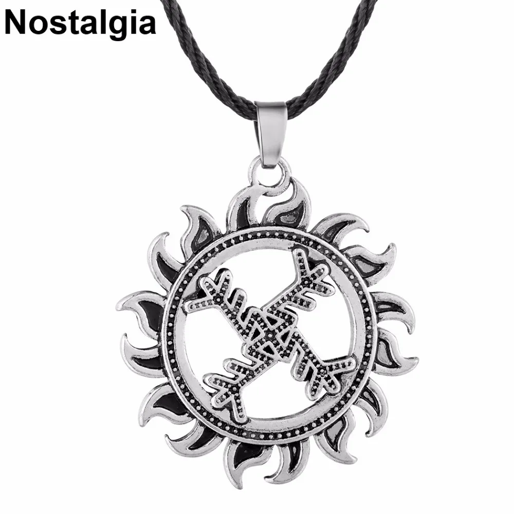Ностальгия колесо амулет славянское ожерелье викингов руны FEHU ALGIZ Talisman