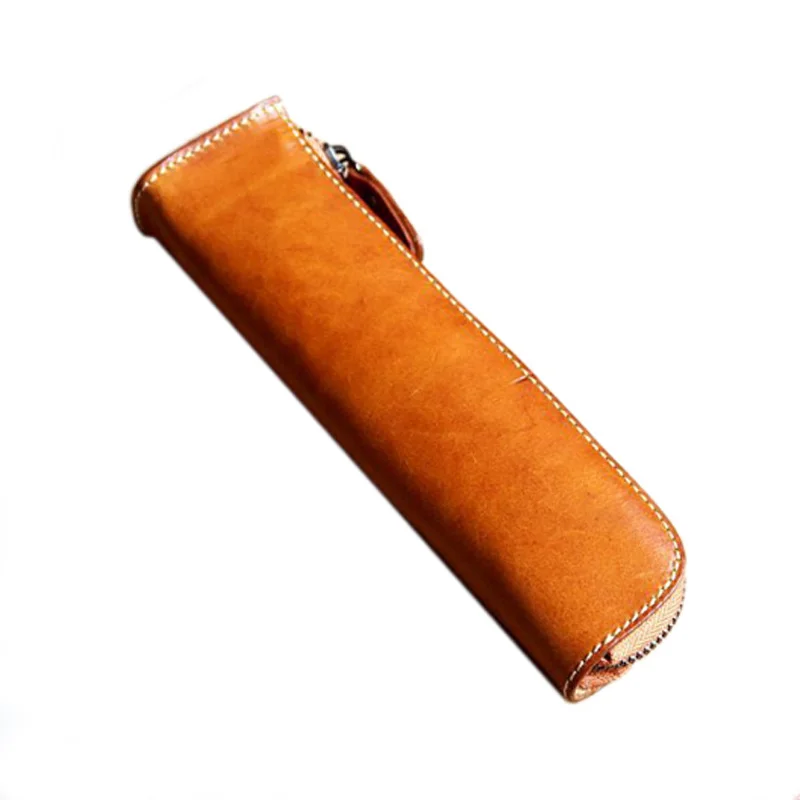 100 pieces for a lot Vegetable Tanned Leather Pencil Bags Handmade Vintage Stationery Pen Bag