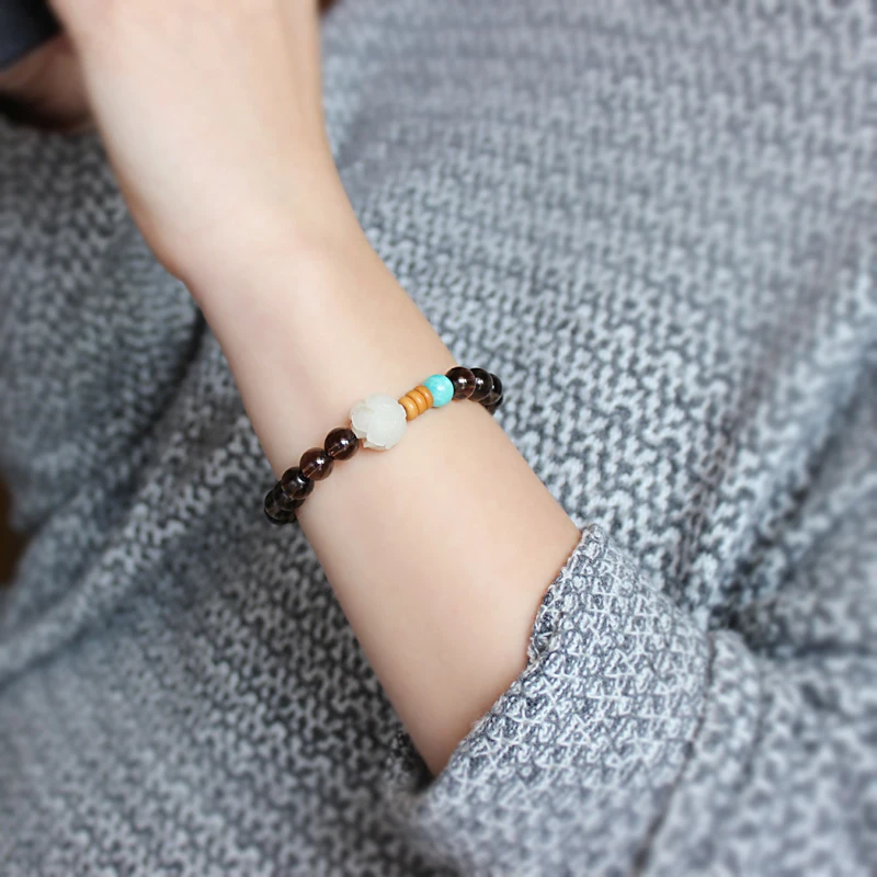 Растягивающийся браслет для женщин натуральные бусины Бодхи вырезанные в виде