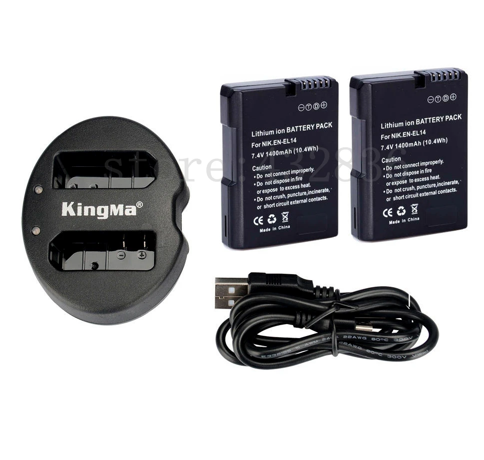 2 шт. EN-EL14 EL14 EN-EL14a Батарея + двойное зарядное устройство для Nikon P7800 P7700 P7100 D3400 D5500 D5300