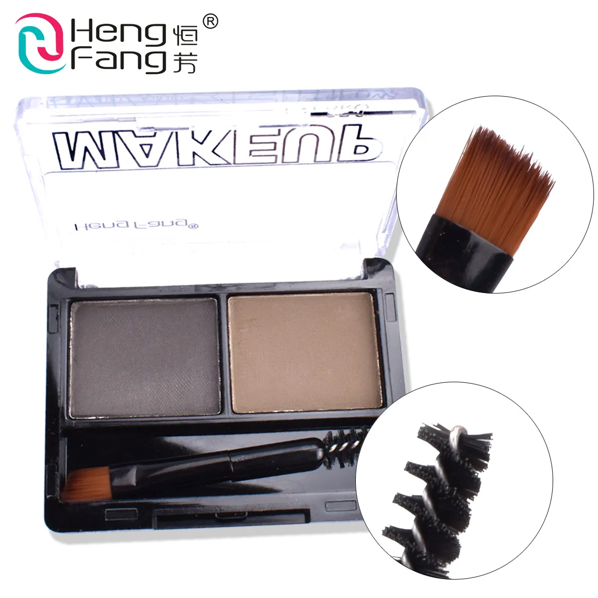 

HengFang Eyes Makeup Tool 2 Colors Long-lasting Eyebrow Powder Palette Eye brow Enhancer With Brush Easy To Wear 2.5g #H6519