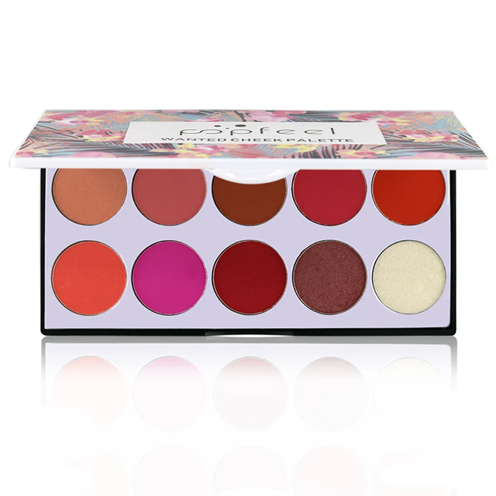 Новинка 10 цветов Румяна для лица Минеральная Пудра румян долговечная