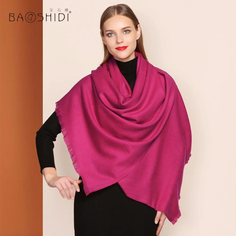 [BAOSHIDI] 100% кашемировый зимний шарф роскошные брендовые шарфы для женщин модная