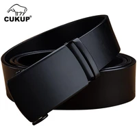 cukup 2022 new top quality real cow leather belt luxury black automatic buckle metal male formal western accessories men nck646