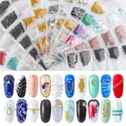 Стеклянные стразы для ногтей с плоской задней поверхностью, размеры, дизайн ногтей декоративных камней, блестящие камни, аксессуары для маникюра, 20 цветов, 1 упаковка