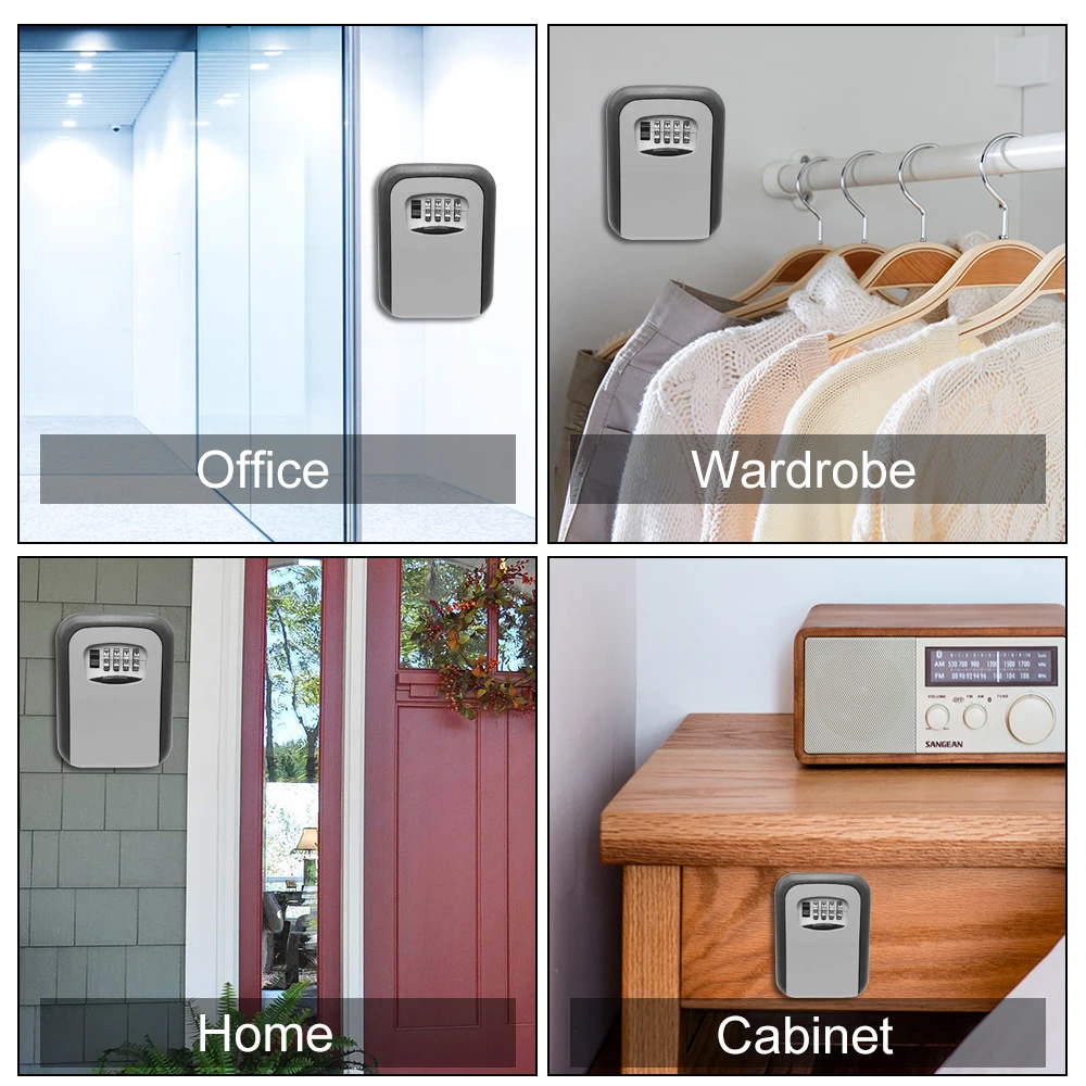 Wall Mounted Lock Box Key Storage 4-Digital Combination Safe Security Holder Cofre caja fuerte | Безопасность и защита