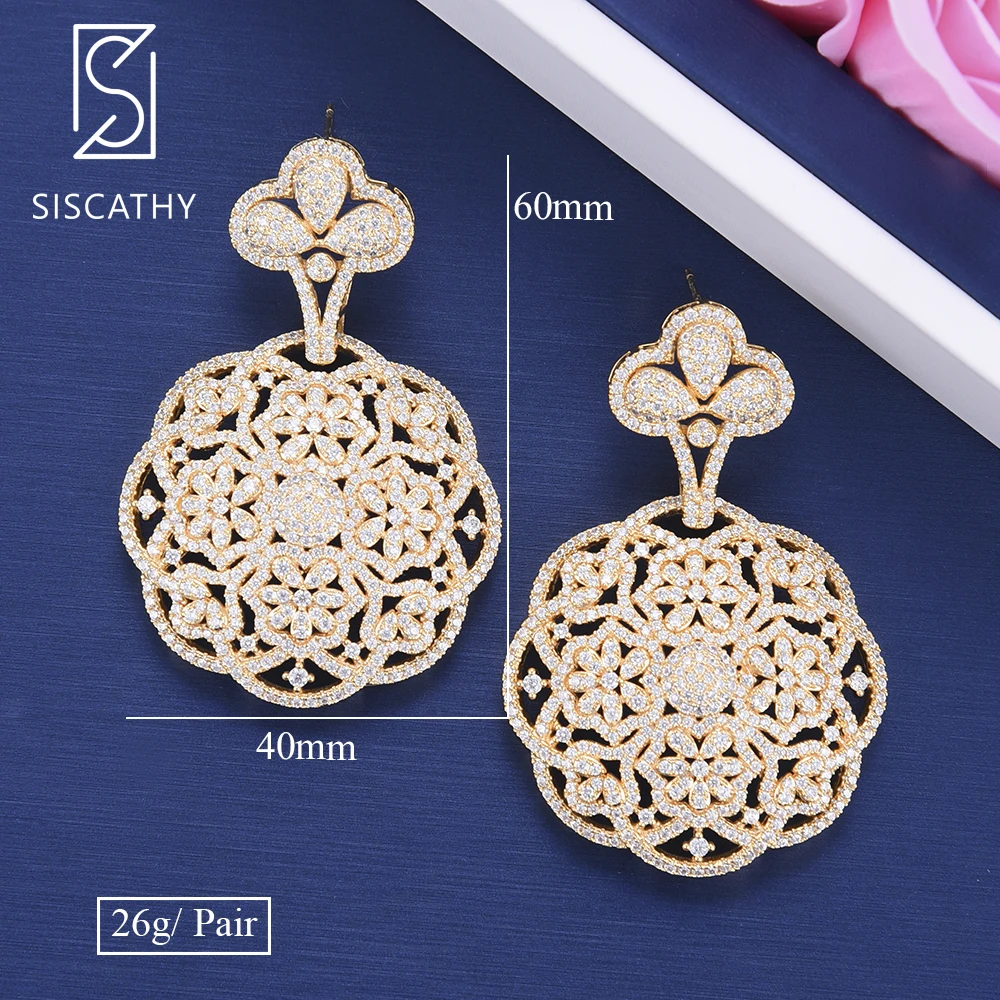 

SISCATHY Charms Drop Earrings For Women Trendy Flower Shape Hollow Big Pendant Wedding Drop Dangle Earrings Fashion Jewelry
