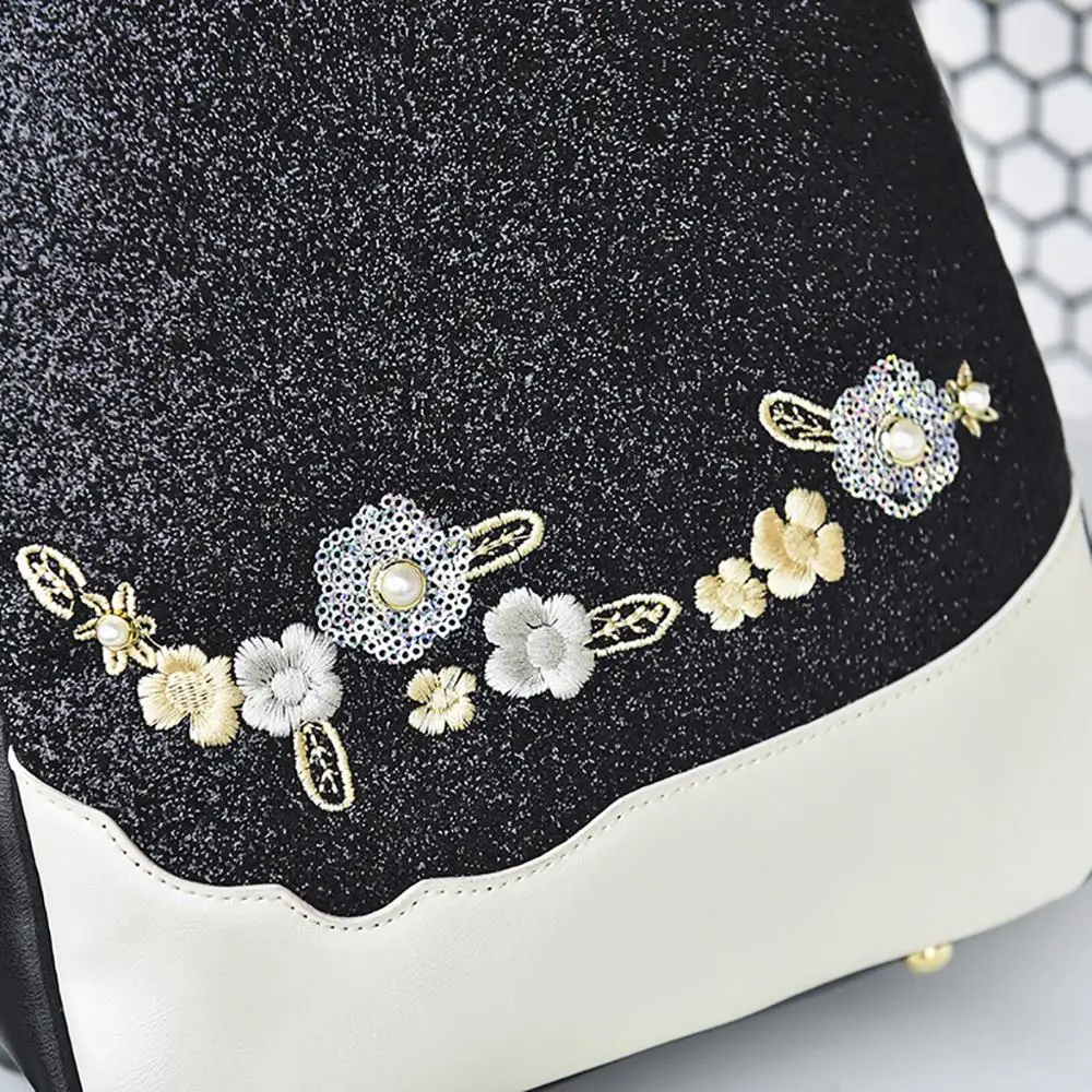 Милый школьный рюкзак для студентов женская сумка с цветами и блестками на плечо