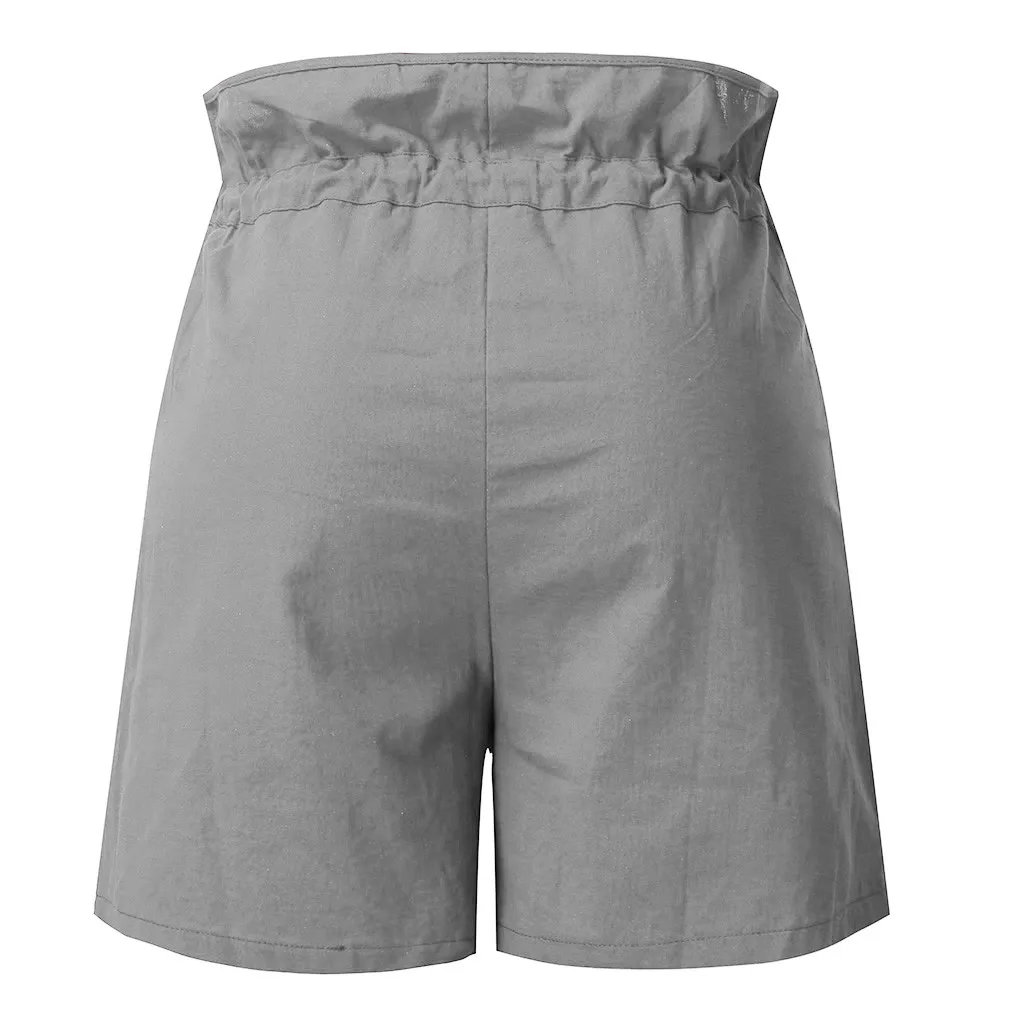 Женские свободные шорты размера плюс с высокой талией и завязками карманами