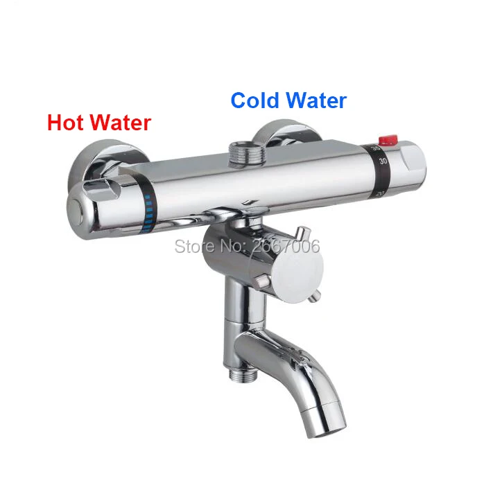 

Free Shipping Brass Thermostatic Faucet Bathroom Shower Faucets Wall Mounted Bathtub Mixer Bath torneira banheiro GI926