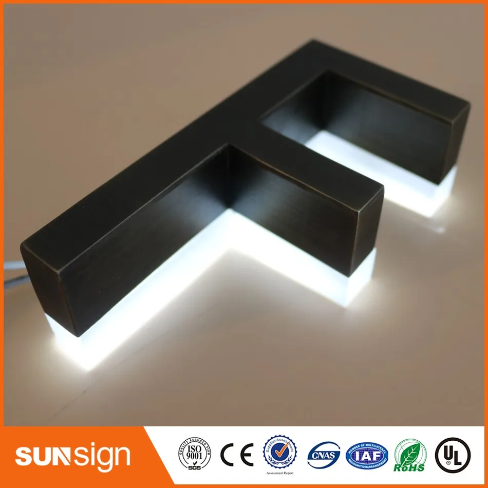 Outdoor archaize stainless steel Acrylic backlit Led Electrical Company 3D Logo Signs