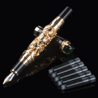 jinhao golden dragon king fine pearls set 18kgp nib fountain pen black white gray for business office choice best gift