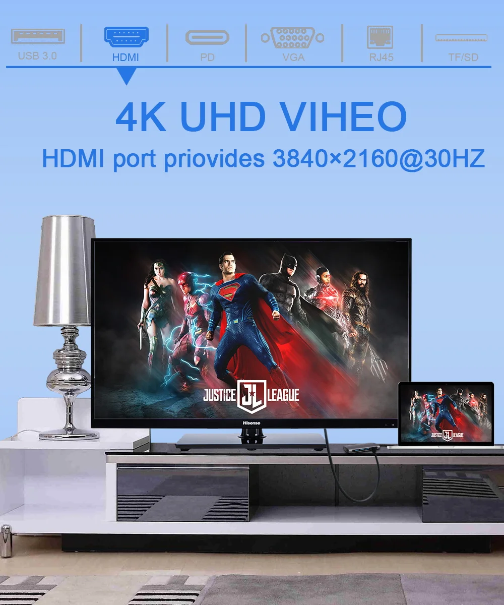 Thunderbolt 3 USB C концентратор тип C к HDMI 4K 30 Гц RJ45 3 порта USB 3,0 VGA адаптер конвертер для MacBook Pro samsung Galaxy S9 S10
