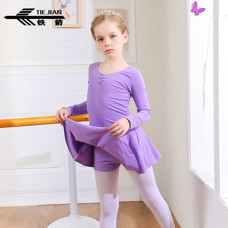 TIEJIAN 2PCS Children Dance Costume Long Sleeve Girls Gymnastics Ballet Dress+Safety Shorts Sets/vestido manga larga gimnasia 28 |