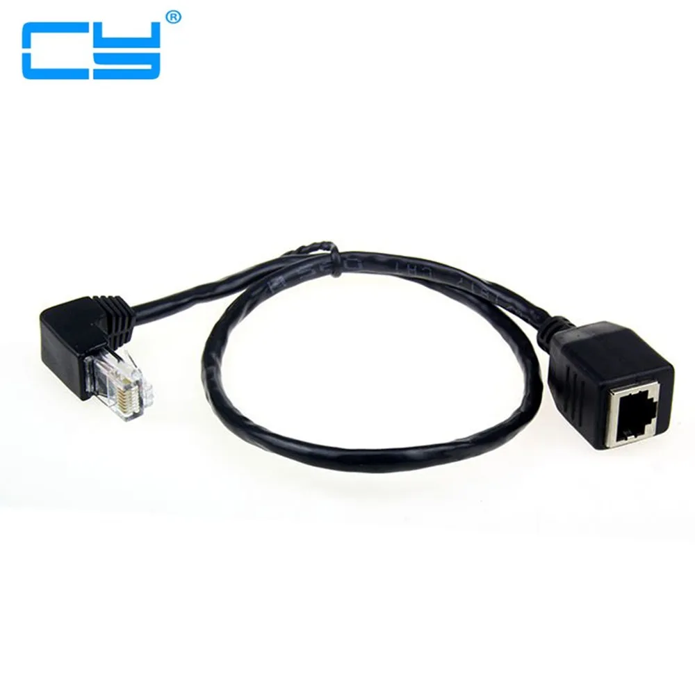 Para baixo Em Angulo de 90 Graus 8P8C FTP STP UTP Cat 5e Lan Network Ethernet Macho para Femea Cabo Extensao 50 cm 100cm