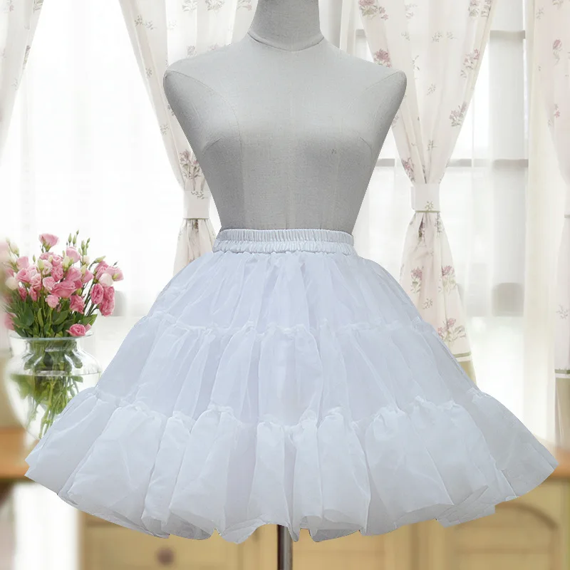 pure white 46cm PYJTRL сладкий Лолита 12 метров большой для распашных стеклянных дверец-пряжа пачка короткая юбка-американка с хлопковой подкладкой Длина 46 см - Цвет: pure white 46cm