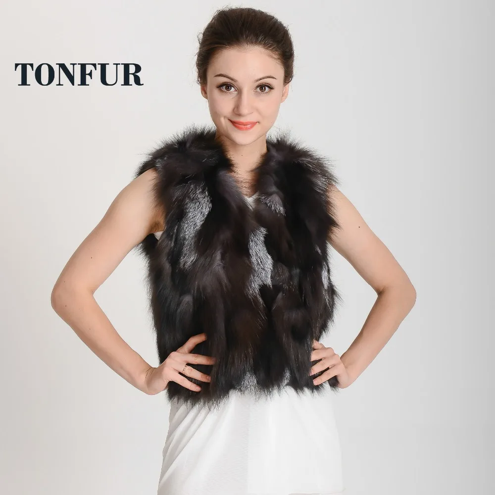 Женский жилет с натуральным лисьим мехом большой бесплатная доставка THP35 2019 |