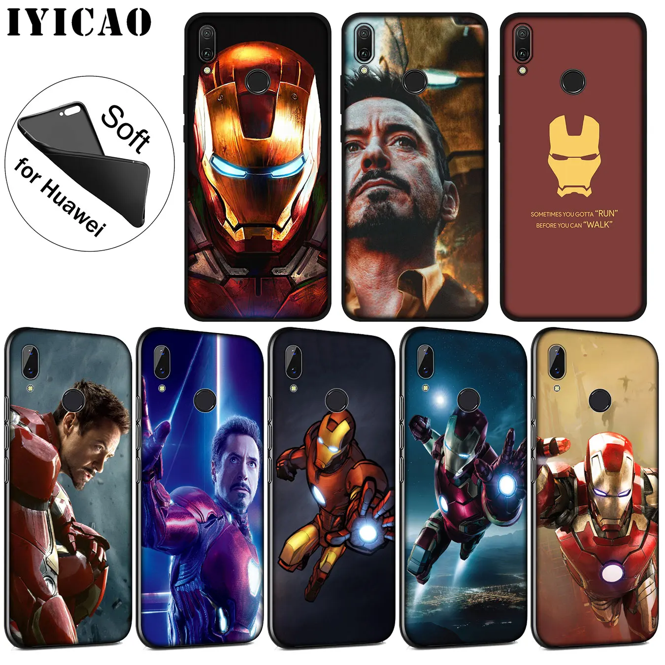 IYICAO Iron Man Marvel Soft Silicone Phone Case for Huawei P30 P20 Pro P10 P9 P8 Lite Mini 2017 2016 2015 P smart Z 2019 Cover |