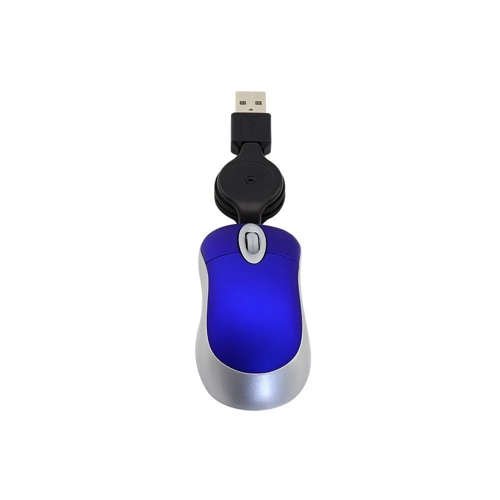 CHYI Мини Компьютерная Мышь Выдвижной Usb кабель оптическая эргономичная Mause 1600 dpi портативная маленькая 3d Проводная PC Gamer мышь для ноутбука - Цвет: Синий