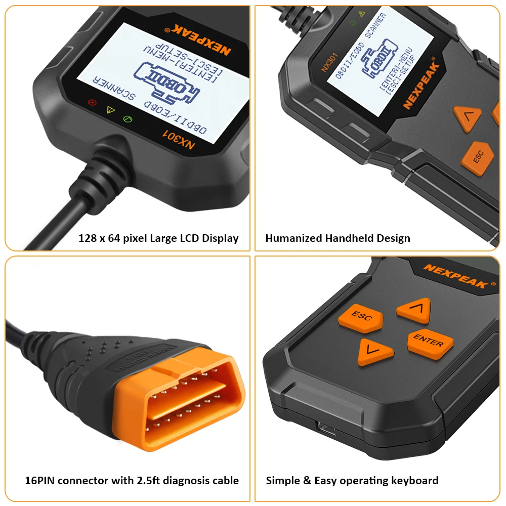 Автомобильный сканер OBD2 NEXPEAK NX301 считыватель кодов диагностический инструмент