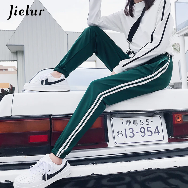 Jielur 2019 Kpop осенние спортивные штаны женские брюки на молнии с карманами женский