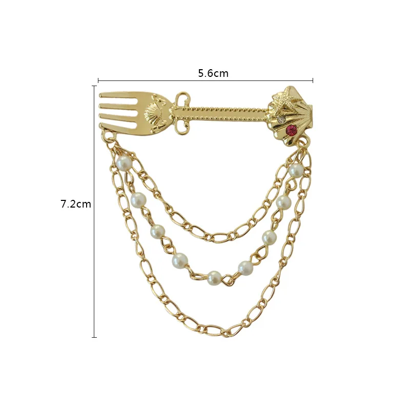 2017 New Fashion Gold Fork Shaped Brooches For Men/Women Lapel Pin Shell Accessories Collar Boutonniere Bijoux | Украшения и