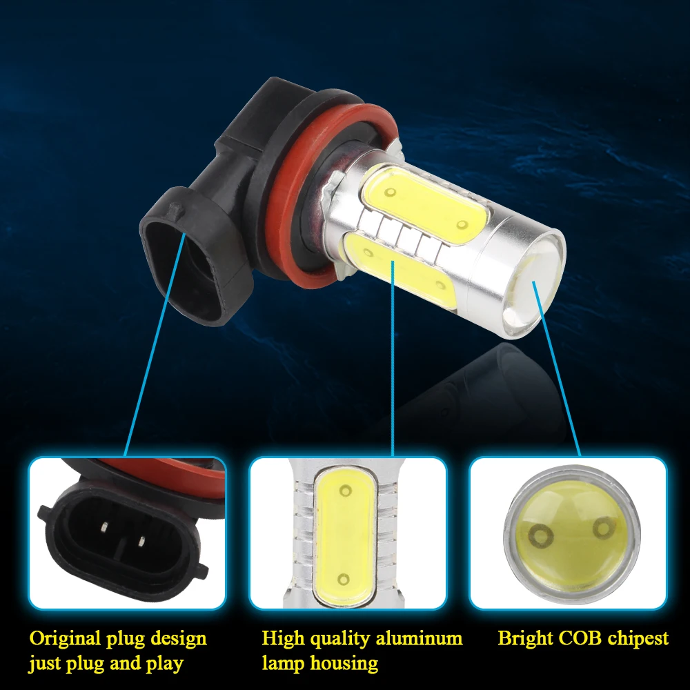 2 шт. белые Автомобильные светодиодные лампы H8 H11|Передние LED-фары для авто| |