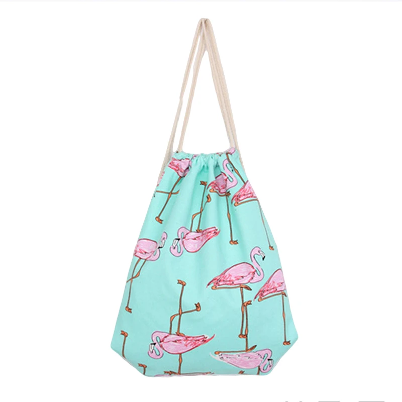 Фламинго печать Drawstring спортивная сумка дорожная Открытый Отдых езда рюкзак