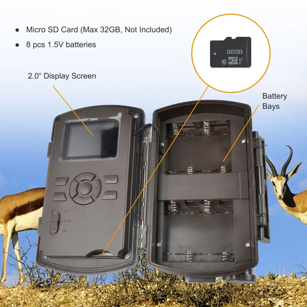 BolyGuard BG590-24mHD Охотничья камера испытаний 24MP 1080P Ночное видение черный IR Chasse 100ft Wildlife Photo Trap on.