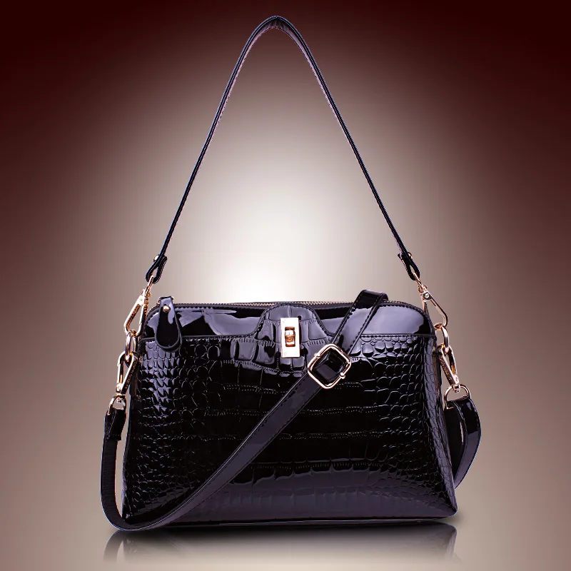 Женские сумки из лакированной кожи универсальные через плечо аллигатора женская