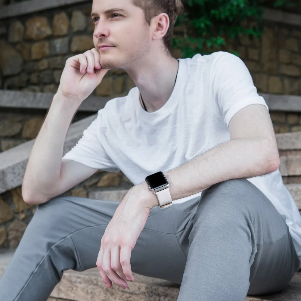 Ремешок для Apple Watch 4/5 ремешок 38 мм 42 мм, 15 цветов кожаный ремешок для Apple Watch с пряжкой iWatch серии 5, 4, 3, 2 и 1 ремешок для часов