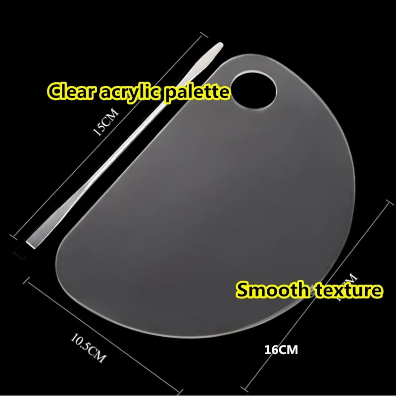 Fan shaped Makeup Nail Palette half round Cosmetic Transparent Stainless Steel Color Stick Make-up teacher tool | Красота и здоровье