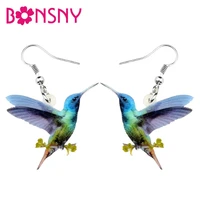 bonsny acrylic blue hummingbird earrings dangle drop unique jewelry for women girls pet lovers charm gift