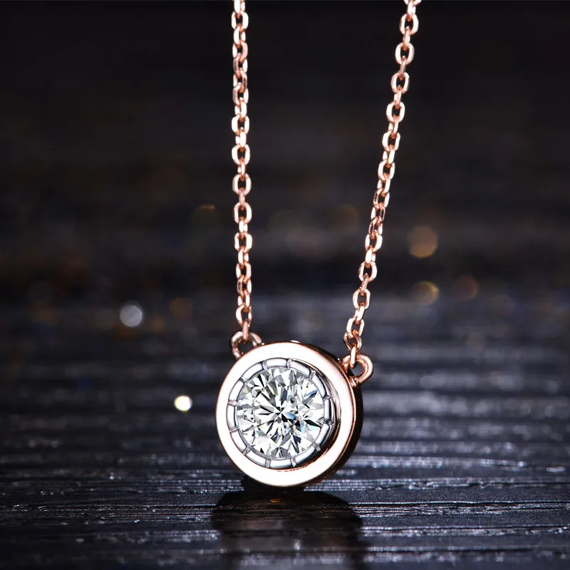 Бренд ZOCAI Time& Love Diamond ожерелье натуральный 0,09 CT сертифицированный бриллиант с 18 k розой и колье из белого золота TGD90205T