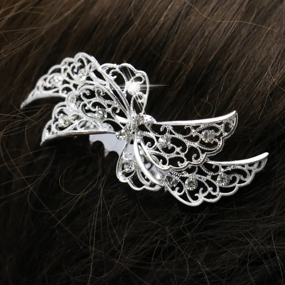 Trendy Hairwear Women Rhinestone Crystals Comb Flower Hair for Wedding Bowknot Jewelry Accessories Bridal | Украшения и