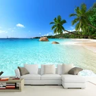 Современные Простые обои для фотосъемки с изображением Морского Пейзажа, пальмы, пляжа, гостиной, прикроватного столика, фона, настенные фрески, Papel De Parede 3D Paisagem