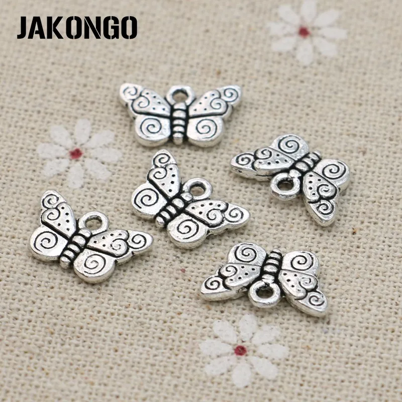 JAKONGO 15 шт. подвески бабочки античные серебряные Подвески для изготовления
