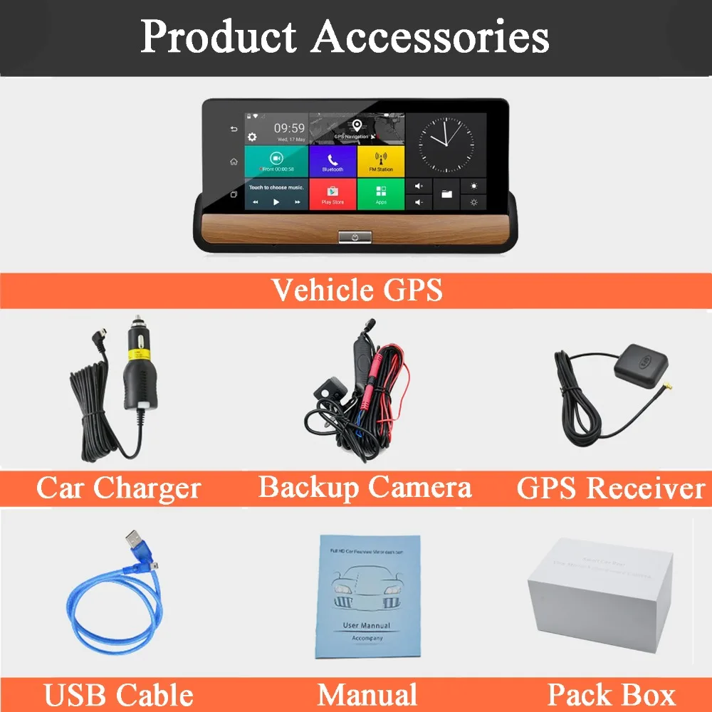 Автомобиль тире Камера DVR 6 8 &quotAndroid 5 0 автомобиля gps навигации WI FI 1080 P видео
