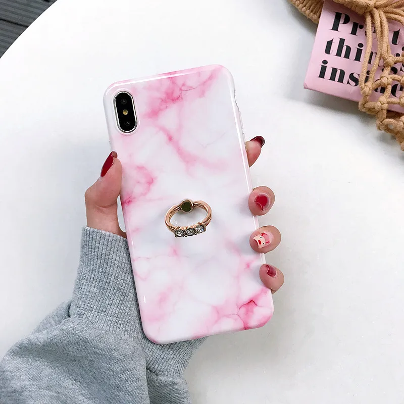 DISCASE Luxury Rhinestone Marble Phone Case For iPhone 7 6S XS MAX XR X 6 Plus 7Plus Kickstand Ring Back | Мобильные телефоны и